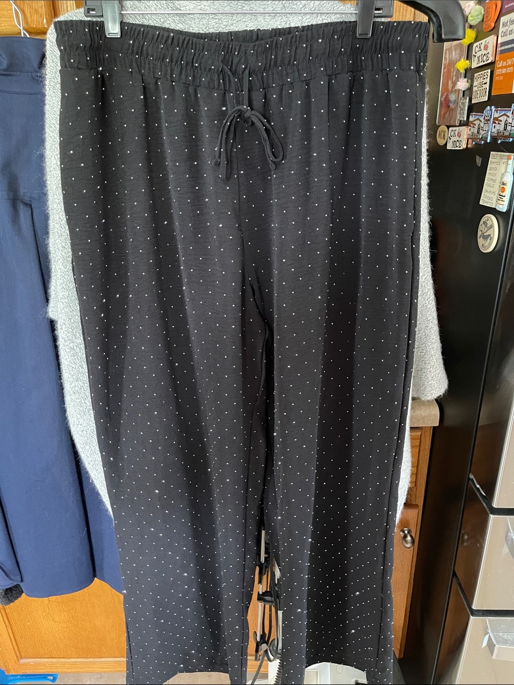 Sabrina Lauren Black Beaded Women Pants Size XL